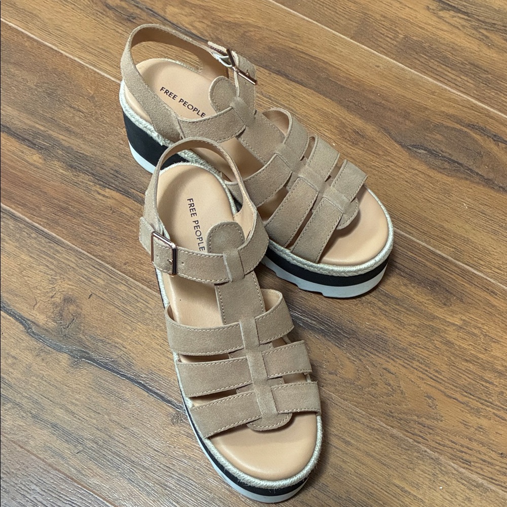Free People Tan Platform Sandals